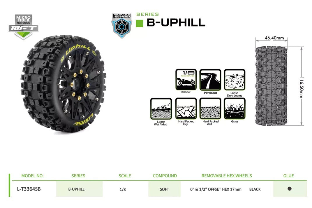 Louise RC - MFT - B-UPHILL - 1-8 Buggy Tire Set