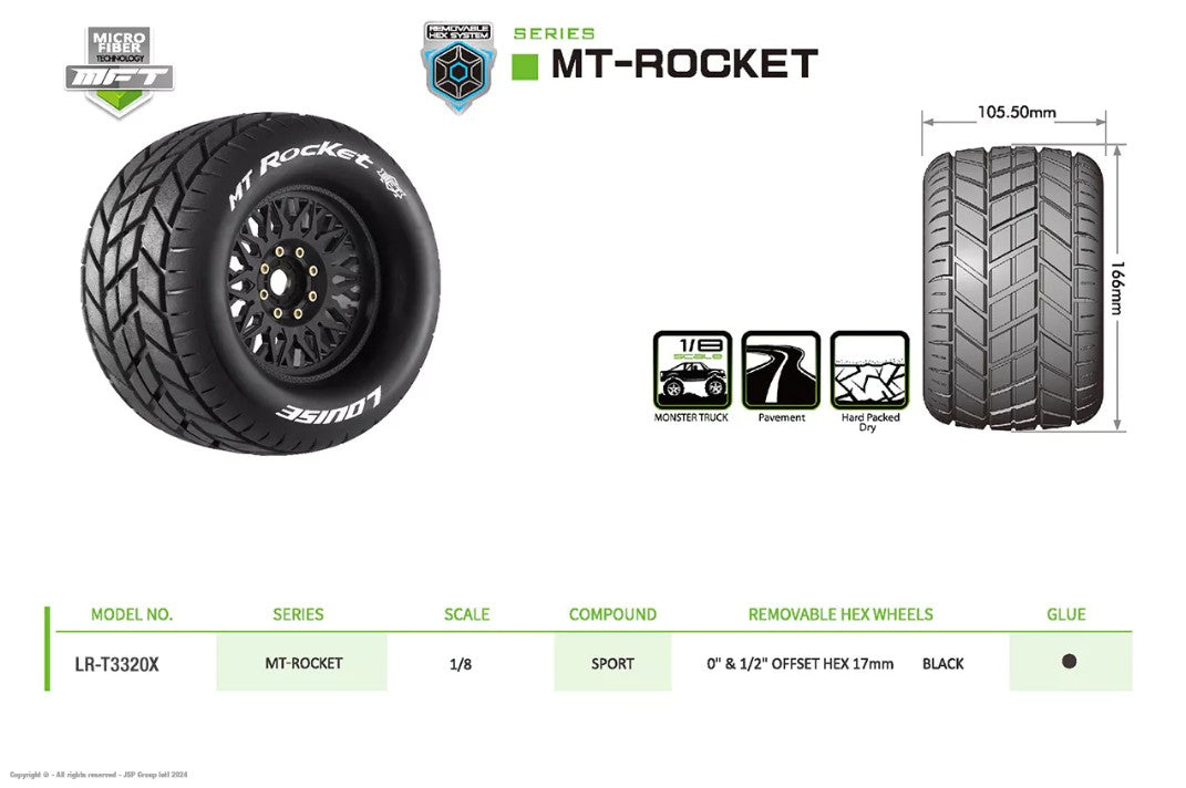 Louise RC - MFT - MT-ROCKET - 1-8 Monster Truck Tire Set